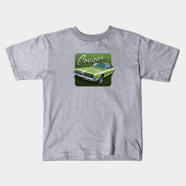 1967 Mercury Cougar in lime frost Kids T-Shirt by candcretro